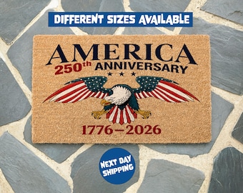 Felpudo del 250 aniversario de Estados Unidos con águila, felpudo de bienvenida patriótico, decoración patriótica, felpudo de Estados Unidos 250, 250 años de libertad, 4 de julio