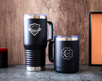 Custom Steel Coffee Mug, Custom Ceramic Desk Mug, Tumbler with Handle, Classic Ceramic Drinkware, Insulated Steel Travel Cup, Birthday Gift