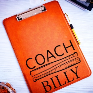 Presse-papiers en cuir personnalisé pour coach, Presse-papiers personnalisé, Presse-papiers en cuir personnalisé, Cadeaux pour coach, Cadeaux personnalisés pour coach, Cadeau de remerciement pour coach