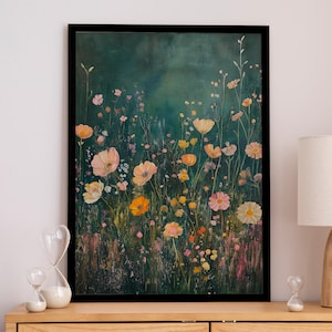 Wildflower Meadow Wall Art, Botanical Painting Print, Nature Inspired Decor, Farmhouse Wall Art, Nature Lover Gift, Vintage Gift, Home Gift