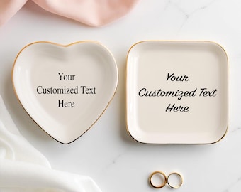Personalized Ceramic Ring Dish, Custom Jewelry Tray, Trinket Dish