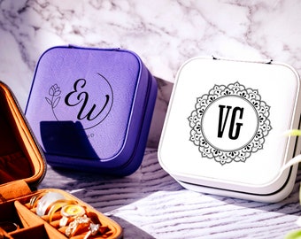 Personalized Leatherette Travel Jewelry Case, Custom Monogram Gift