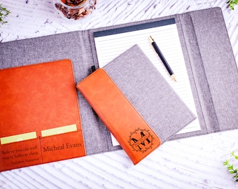 Personalized Leather Flap Portfolio, Custom Engraved Portfolio, Business Gift, Gift For Boss, Office Gift, Graduation Gifts, Notebooks