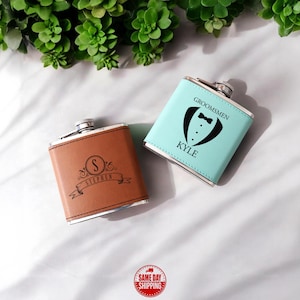 Personalized Steel Flask For Groomsmen, Engraved Flask For Groomsmen, Custom Flask, Best Man Flask, Groomsmen Flasks, Groomsmen Gifts