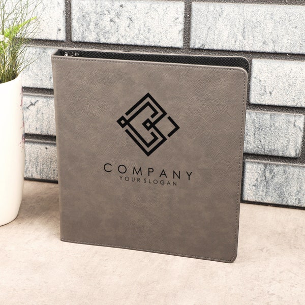 Business Logo Personalized Portfolio, Portfolio with Company Logo, Leather Binder 3-Ring, Leather Binder Cover Planner, Office Gifts