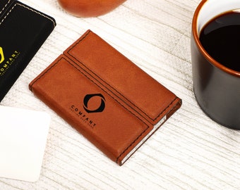 Company Custom Business Card Holder, Personalized Leather Business Card Holder, Engraved Business Card Box, Business Gift for Men/Women