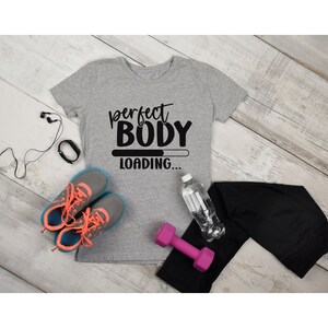 Perfect Body Loading, Funny Workout T-Shirt, Gift for Weightlifter, Oversized Work Out Tee, Pump Cover, Women Gym Shirt, Men Gym Shirt