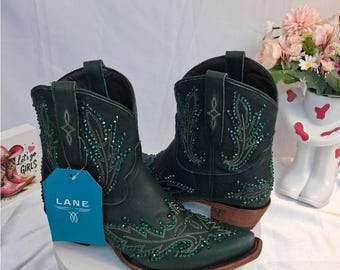 New LANE Lexington cowgirl-bootie met SWAROVSKI-kristallen 8,5