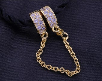 NEW Pandora Safety Chain Clip Charm W/ Threaded Rope Bracelet