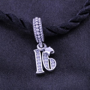 NEW Pandora 16 Celebration Birthday Dangle Charm W/ Threaded Rope Bracelet