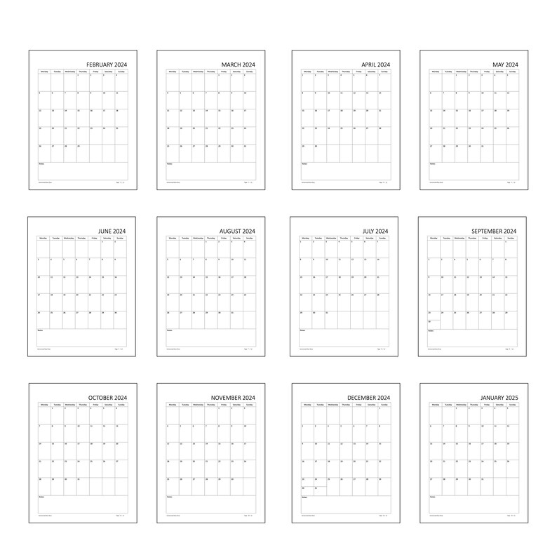 12 month Simple Calendar February 2024 To January 2025 Sunday To 12-month-simple-calendar-february-2024-to-january-2025-sunday-to