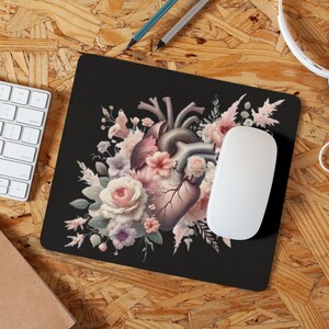 Rubber Mouse Pad, Floral Mouse Pad, Desk Artwork Gift For Her, Mouse Pad | Etsy Floral Mouse Pad | Vintage Mousepad | Botanical Art Mousepad