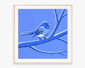 Blue Bird Art Print: Vibrant Illustrated Wall Decor