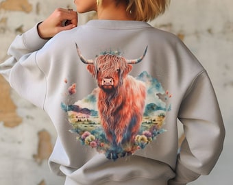 Highland Cow Gift for Cow Lover Sweatshirt for Her Graduation Vet Sweatshirt Gift for Vet Tech Graduate Oversized Shirt for Country Girl