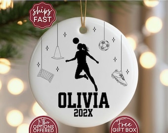 Personalized Girl Soccer Ornament for Soccer Coach Ornament, Custom Girl’s Soccer Ball Ornament Gift for Kid, Soccer Team Gift for Children