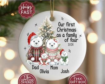 Family of Four Christmas Ornament, Personalized New Baby's First Christmas Ornament, Family of 4, First Christmas Ornament, Family Ornament