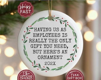 Funny Boss Christmas Ornament Christmas Gift, Thank You Gift for Best Boss, White Elephant Gift for Boss, Funny Boss Appreciation Gift
