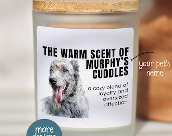 Personalized Irish Wolfhound Photo Candle, Custom Funny Wolfhound Gift for Dog Mom or Dog Dad, Custom Doglying Dogful Photo Candle