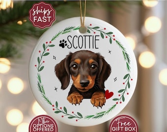 Personalized Dachshund Ornament Gift, Daschund Christmas Ornament, Doxie Dog First Christmas, New Doxie Owner Gift For Doxie Mom Keepsake