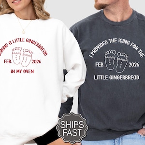 Christmas Pregnancy Reveal Sweatshirt, Funny Christmas Couple Maternity Sweater, Christmas Pregnancy Announcement, Xmas Baby Announcement