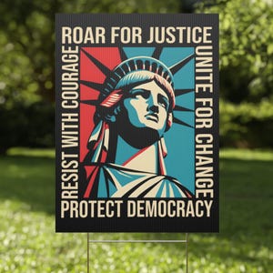 Political Yard Sign, Subtle Anti-Trump Lawn Sign, Pro Democracy Outdoor Decor, Anti Fascism Garden Sign, Liberty & Justice Protest Yard Sign
