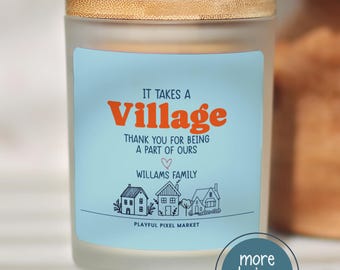 Personalized Teacher Appreciation CandleGift, It Takes a Village Candle, Custom Babysitter Thank You Candle Soy Wax 8oz