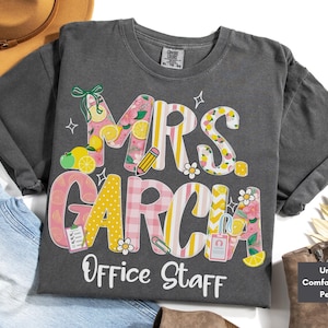 Personalized Front Office Back to School Comfort Colors Lemon Shirt, Customized Front Office Squad First Day of School Office Staff Tshirt