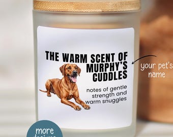 Vela personalizada de Rhodesian Ridgeback, regalo divertido de Ridgeback para mamá o papá perruno, vela personalizada con foto de Dogyly Ridgeback.