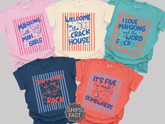 Personalized Mahjong Shirt, Funny Mah jong Player Tee, Custom Striped Mahj Saying, Girls Game Night Gift, Mahj ong Hostess Gift
