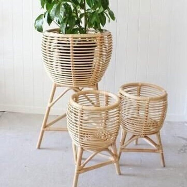 Vintage Rattan Basket Planter