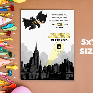 Editable Bat Superhero Invitation Digital,Printable Bat Guy Birthday Party Invitation,Superhero Birthday,Bat Boy Party Invite,Boy Birthday zdjęcie 5