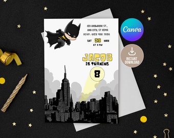 Editable Bat Superhero Invitation Digital,Printable Bat Guy Birthday Party Invitation,Superhero Birthday,Bat Boy Party Invite,Boy Birthday