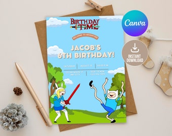 Editable Kids Time Birthday Invitation Digital,Printable Kids Time Birthday Party Invitation,Editable in Canva Printable Download,Adventure