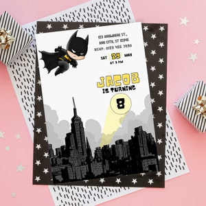 Editable Bat Superhero Invitation Digital,Printable Bat Guy Birthday Party Invitation,Superhero Birthday,Bat Boy Party Invite,Boy Birthday zdjęcie 3