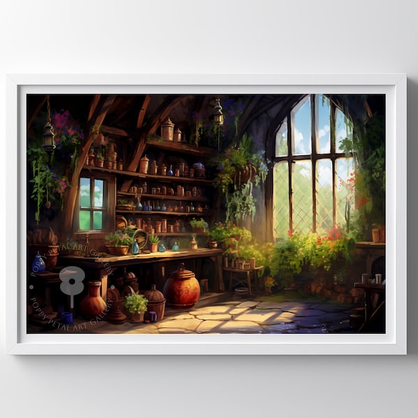 Whimsigoth Cottage Digital Wall Art, Whimsical Enchanting Fantasy, Magical Academia, Instant Download