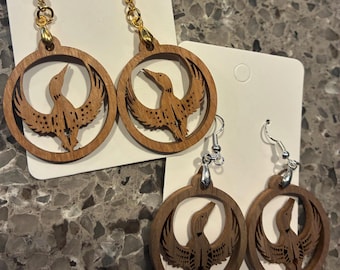 Minnesota Resistance Loon - Laser Cut Wood Earrings