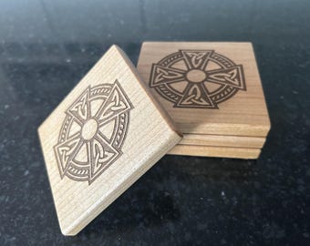 Coaster, Celtic Cross, Choice of Wood, Home decor, wedding, events, housewarming, birthday gift.