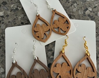 Laser Cut Wood Earrings - Shamrock