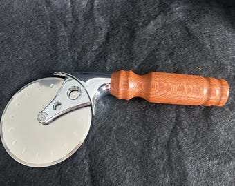 Pizza Cutter - Hand Turned leopardwood - Gift for Foodie, Birthday gift, Housewarming/Host Gift, Holiday Gift, Bridal Shower/Wedding Gift