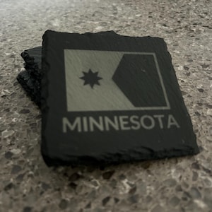 Coaster, Slate, Engraved Minnesota State Flag - home decor, housewarming, host gift, birthday, holiday