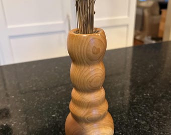 Hand Turned Cherry Bud Vase: Wooden Home Decor