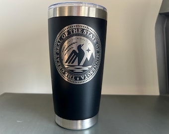 Tumbler, 20 oz., Minnesota State Seal Laser Engraved: political gift, state pride, election gift