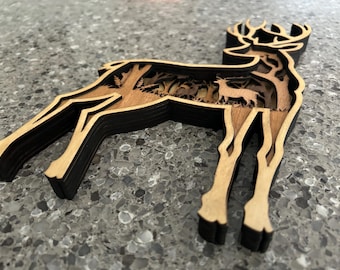 3D Layered Art - Deer with Nature Scene - Cabin Decor, Nature, Birthday Gift, Housewarming, Outdoors, Wildlife