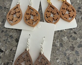 Laser Cut Wood Earrings - Shamrock Array
