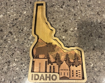 Idaho State Profile Wood Art – 3D Layered Idaho Scene