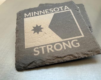 Coaster, Slate, Engraved “Minnesota Strong” with State Flag