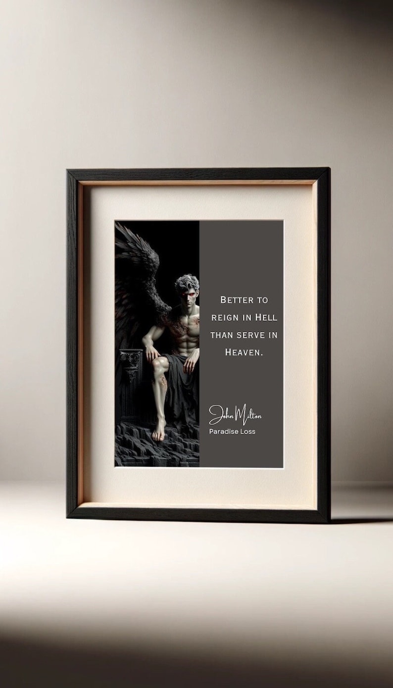 John Milton Physical Quote Print Paradise Lost reign in Hell Poster ...