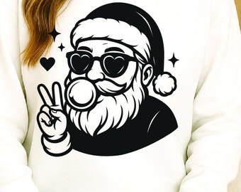 Santa Face SVG · Retro Bubble Gum Christmas Design · Cute Holiday Cut File for Apparel and Winter Gifts