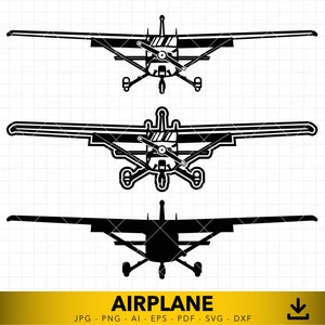 Airplane svg, Light aircraft silhouette, Small plane dxf, Airplane Pilot svg, Single Prop Plane svg, Vector file for cutting and engraving