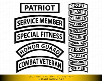 Insignias militares SVG, archivo de corte de parche táctico, diseño de veterano para Cricut y grabado láser